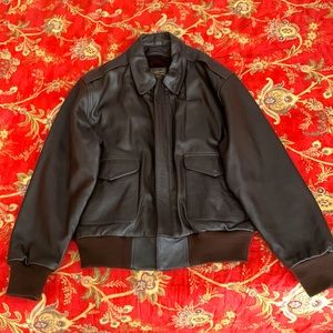 Mikes Arcade Clothing Leather Flight Jacket, Size Large